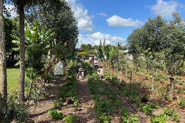 A group of people listening to Rodrigo during the Paddock Project Farm Walk