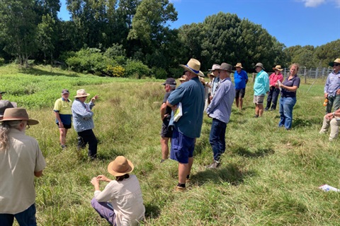 People standing in a field learning from a speaker ain front of them at the Paddock Plant Day.jpg