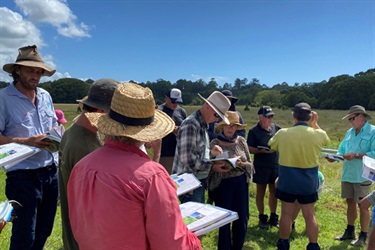 Participants talking at the Paddock Plant ID workshop