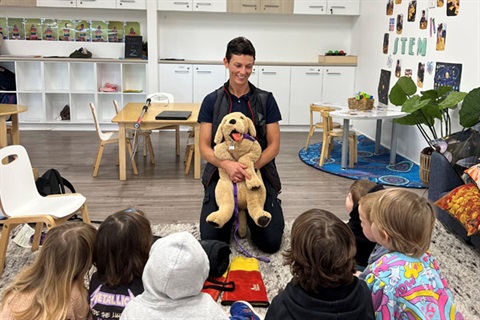 Animal education officer presenting to preschool kids